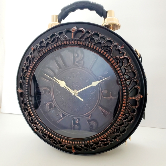 Diophy Handbags - Diophy Large Black Real Working Clock Handbag Purse